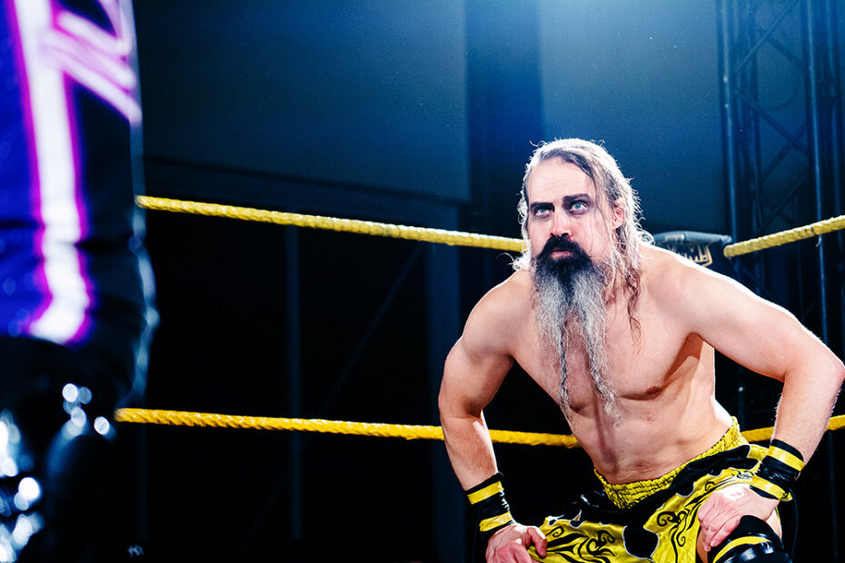 One of Finland's pro wrestling veterans, Stark Adder looking focused in his wrestling match.